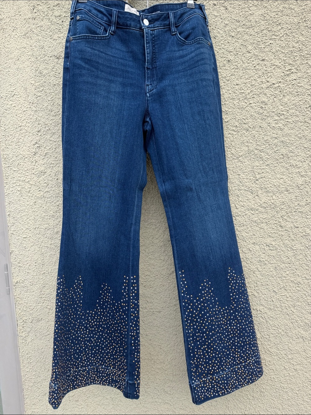 Anthropologie Dark Blue Wide-Leg Jeans with Stud Detail